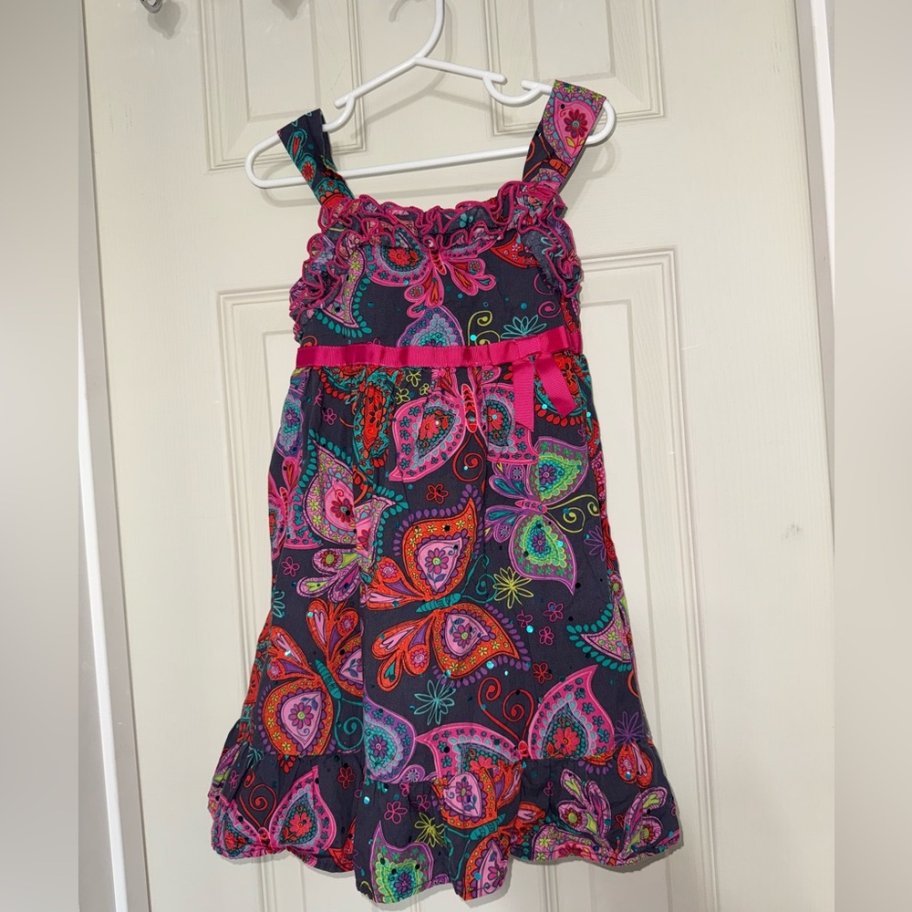 Vintage Y2K Jenny&Me Girls Size 5T Colorful Sparkley Paisley Kids Dress